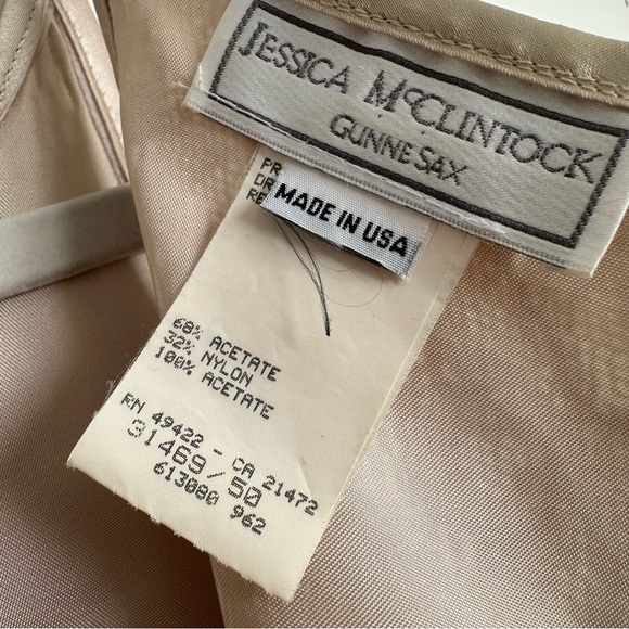 Gunne Sax Jessica McClintock Vintage Gold Lace Cocktail Dress Made in USA - Picture 11 of 13